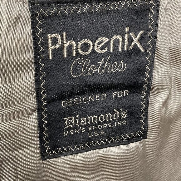 Phoenix Clothes Suit Men 46 42Wx30.5L Gray Embossed Stripe Tailored 70s 80s - Picture 7 of 16